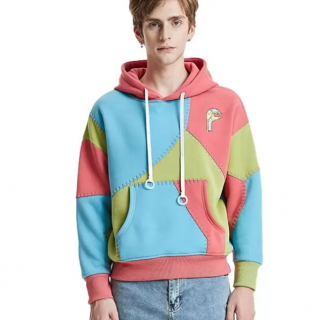 Factory Directly Wholesale Men's Hoodies Customized Splicing Pullover Emboss Printing Zippered Embroidered Techniques Cheap