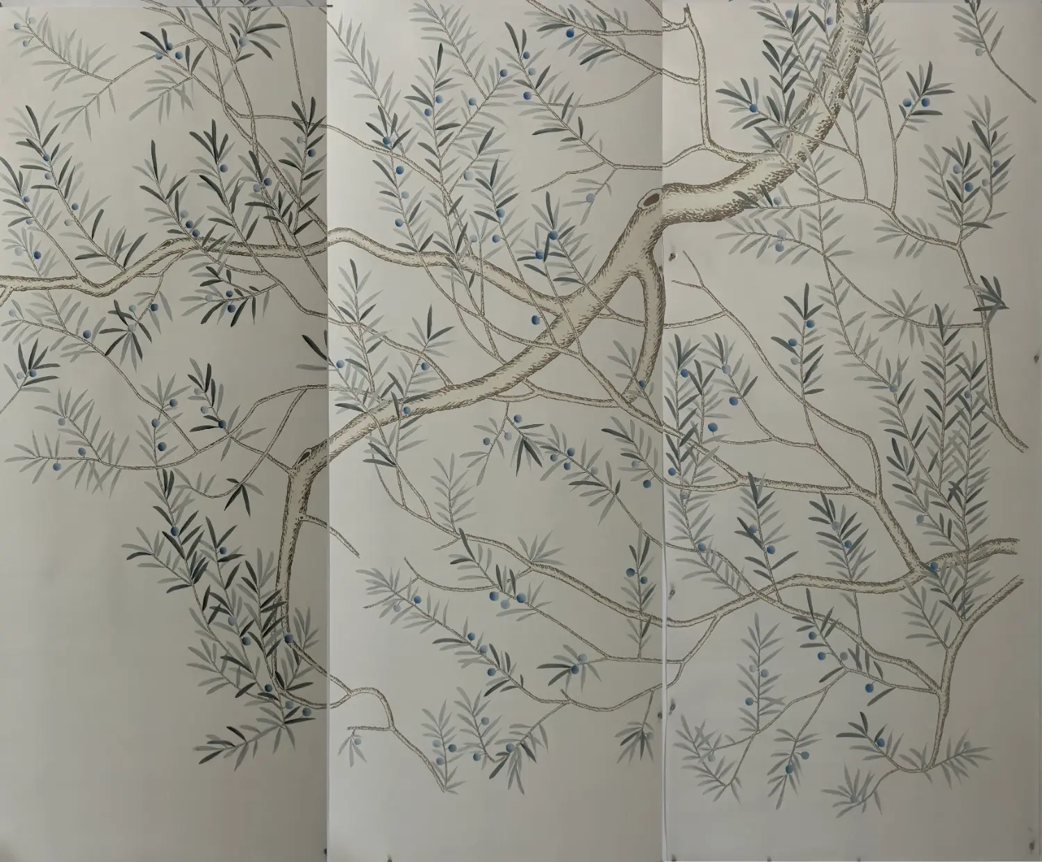 Olive Tree Wallpaper on Slub Silk