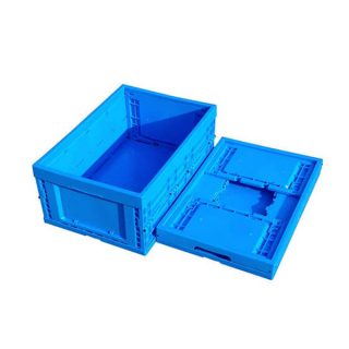 600*400*240 mm factory use foldable storage bin plastic material collapsible crate without lid