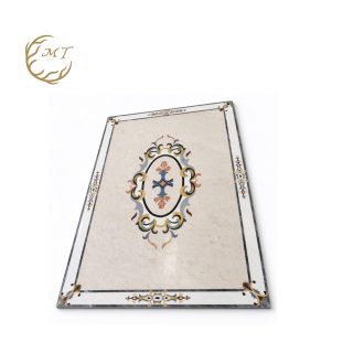 Square European Floral Marble Waterjet Floor Medallion